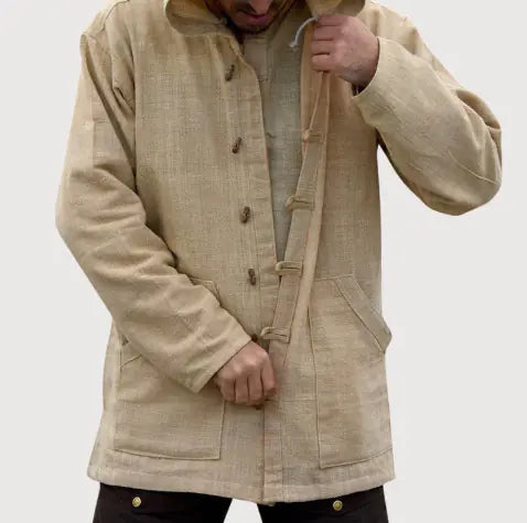 Retro Hooded Long Sleeve Casual Jacket in Solid Color