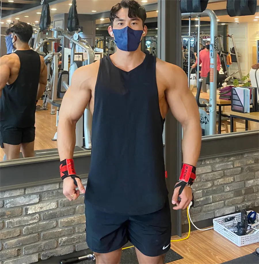 Men's Solid Color Muscle Fitness Sleeveless Training Vest