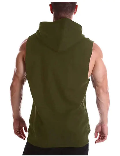 2023 Men's Casual Hooded Solid Color Sleeveless Vest