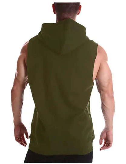 2023 Men's Casual Hooded Solid Color Sleeveless Vest