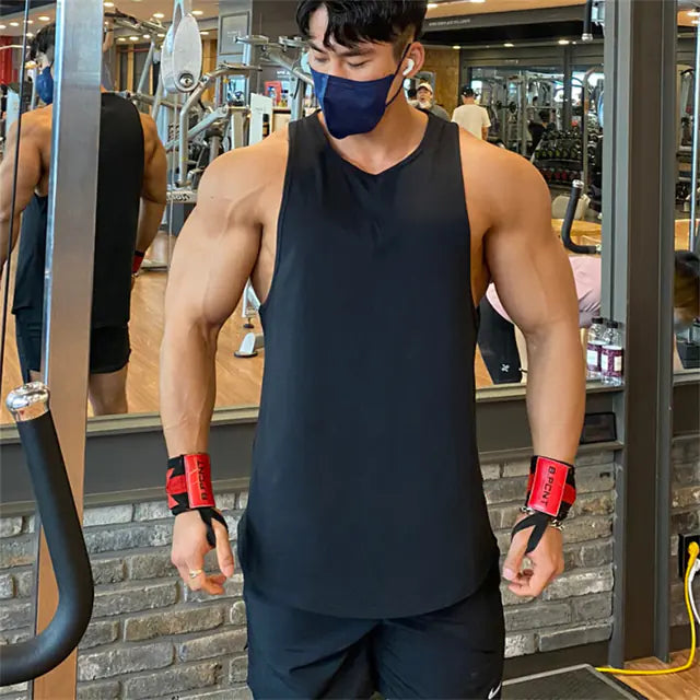 Men's Solid Color Muscle Fitness Sleeveless Training Vest