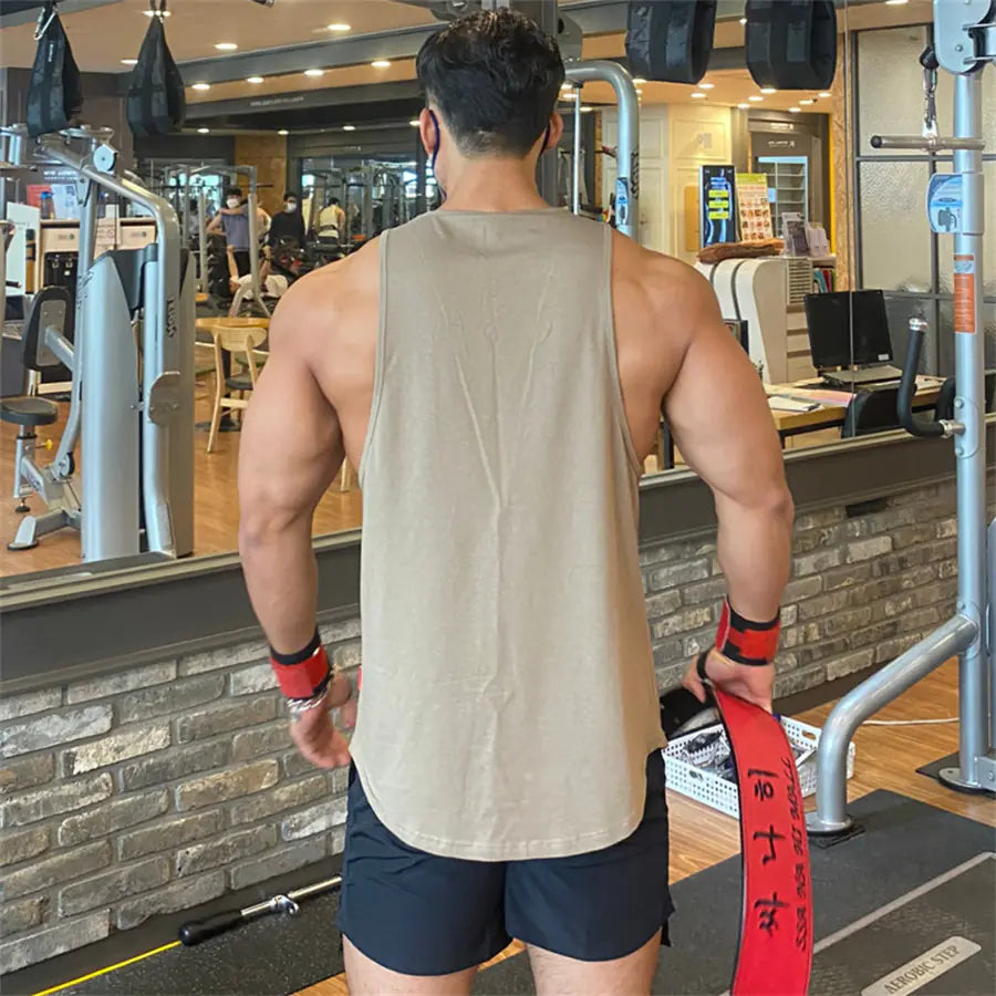 Men's Solid Color Muscle Fitness Sleeveless Training Vest