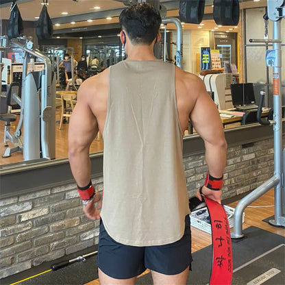 Men's Solid Color Muscle Fitness Sleeveless Training Vest
