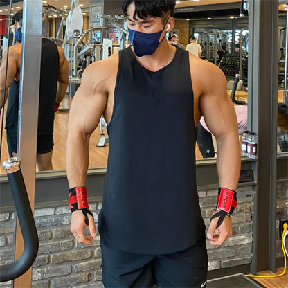 Men's Solid Color Muscle Fitness Sleeveless Training Vest