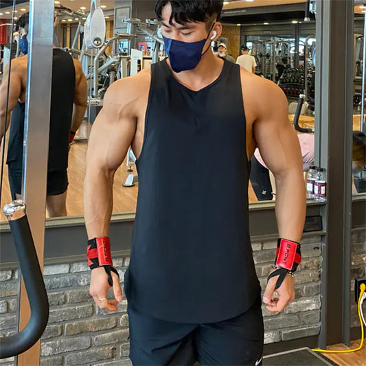 Men's Solid Color Muscle Fitness Sleeveless Training Vest