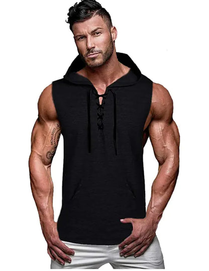 2023 Men's Casual Hooded Solid Color Sleeveless Vest